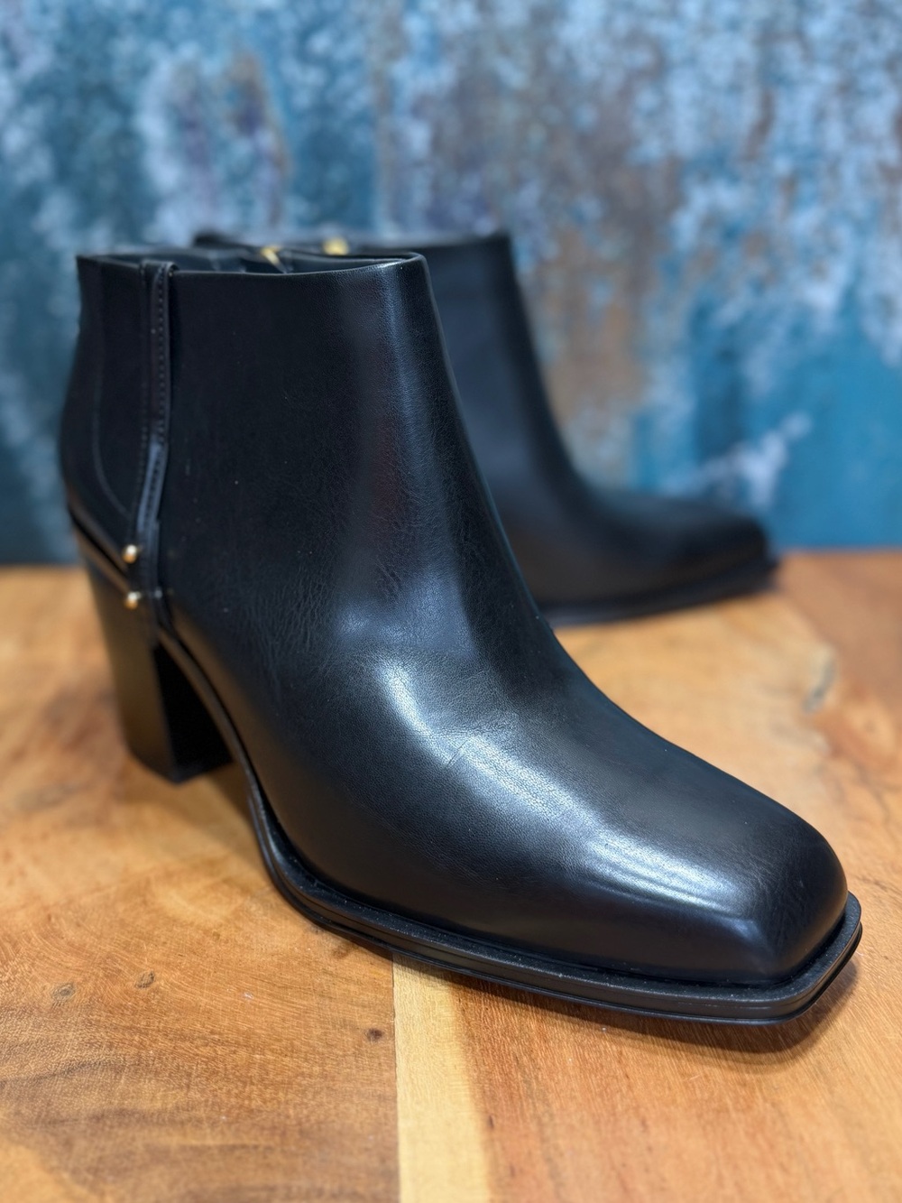 Franco Sarto Minimalist Vivica Square Toe Ankle‎ Boots Black Size 11